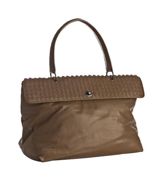 Bottega Veneta pelle di pecora tessuto Hobo Bag caffè scuro